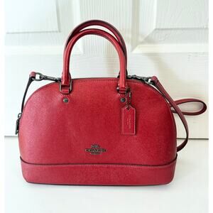 COACH METALLIC RED CROSSGRAIN LEATHER MINI SIERRA SATCHEL